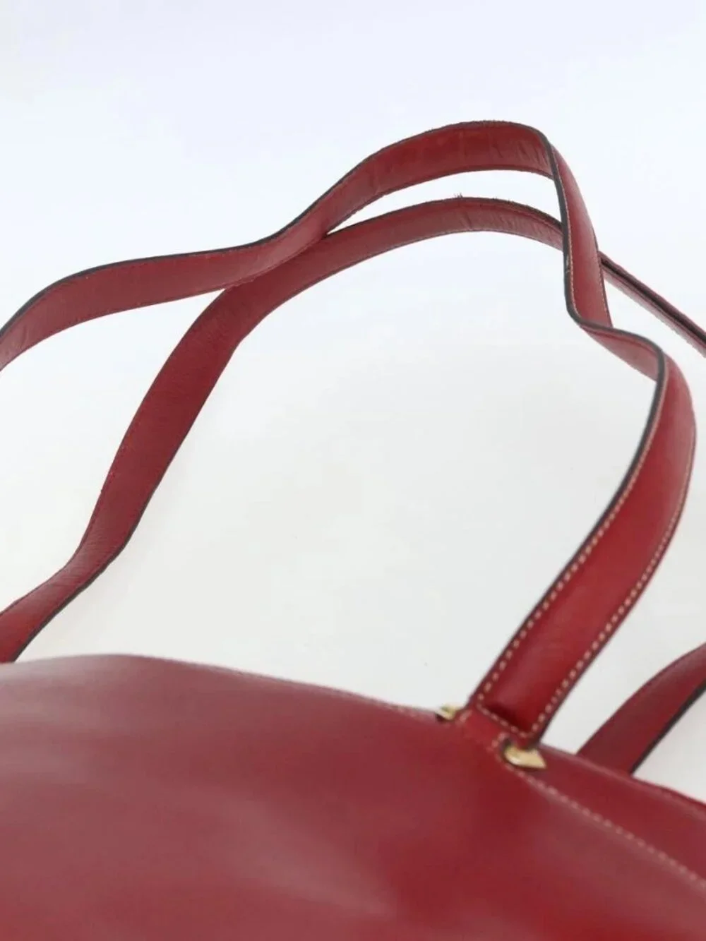 Salvatore Ferragamo Shoulder Bag Leather Red Gold Auth 162152